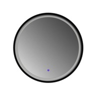 Okrúhle čierne led zrkadlo 60 cm s vypínačom