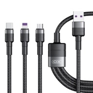 XO kábel NB-Q191 3v1 USB - Lightning + USB-C + microUSB 1,2 m 40W čierny