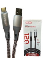 Silný kábel USB C 120 W 6A 2 metre nabíjanie super turbo rýchle nabíjanie PD Silný kábel USB C 120 W 6A 2 metre nabíjanie super turbo rýchle nabíjanie PD
