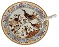 Tanier s vareškou Hnedý Páv Tanier Pávy na ovocnú tortu 26cm Porcelán Tanier s vareškou Hnedý Páv Tanier Pávy na ovocnú tortu 26cm Porcelán