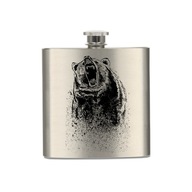 Kovová fľaša bedrová 180 ml - Medveď