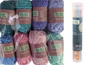 SÚPRAVA BAVLNENÝCH PRIADZÍ 8 FAREB PASTELS + 6 x HLINÍKOVÝ HÁČIK NA HÁČENIE V TRUBKE SÚPRAVA BAVLNENÝCH PRIADZÍ 8 FAREB PASTELS + 6 x HLINÍKOVÝ HÁČIK NA HÁČENIE V TRUBKE