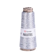 Cordonek Yarnart Paillettes 50 g 800 m farbu 8001 striebro Cordonek Yarnart Paillettes 50 g 800 m farbu 8001 striebro