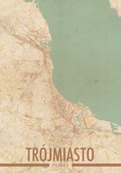 Mapa trojmestského mesta - plagát A1 59,4x84,1 cm