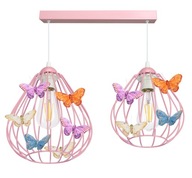 Závesná lampa BUTTERFLY pre dievčatá, 2 RUŽOVÉ, oválna Závesná lampa BUTTERFLY pre dievčatá, 2 RUŽOVÉ, oválna