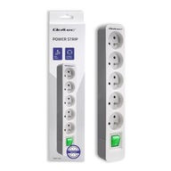Qoltec Power strip / 5 zásuviek / 1,8 m / Biela a šedá Qoltec Power strip / 5 zásuviek / 1,8 m / Biela a šedá