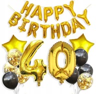 Zlato-čierne balóny 40. narodeniny štyridsať héliových narodeninových balónov
