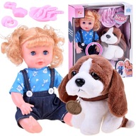 Krásna bábika + plyšový psík rozprávajúci, kašľajúci ZA3854