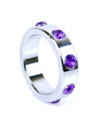 Prsteň - Kovový erekčný prsteň s fialovými diamantmi Prsteň - Kovový erekčný prsteň s fialovými diamantmi