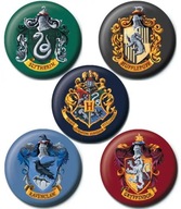 HARRY POTTER 4 DOMY + HOGWARTS PINS 5 ks