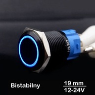 Ovládacie tlačidlo SPDT kovový spínač 19mm LED Modrá 12V 24 bi Ovládacie tlačidlo SPDT kovový spínač 19mm LED Modrá 12V 24 bi