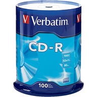 Disky CD-R Verbatim 700 MB x52 100 ks Disky CD-R Verbatim 700 MB x52 100 ks