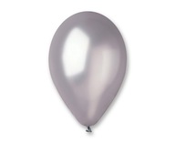 Metalické strieborné narodeninové balóny Metalizované Latex Gemar 100 ks.