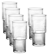 VYSOKÉ REBROVANÉ POHÁRE NA KÁVU, LATTE, NÁPOJE, KOKTEJLY, 6 x 400 ml, PRÚHY VYSOKÉ REBROVANÉ POHÁRE NA KÁVU, LATTE, NÁPOJE, KOKTEJLY, 6 x 400 ml, PRÚHY