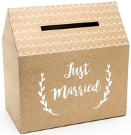 KRABIČKA Kartónová škatuľka na SVADOBNÉ OBÁLKY Telegramy na peniaze Just Married Kraft KRABIČKA Kartónová škatuľka na SVADOBNÉ OBÁLKY Telegramy na peniaze Just Married Kraft