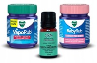 Vicks VapoRub + BabyRub + Olej na vírusy 10ml Masť na prechladnutie chrípka