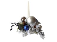Malá strieborná modrá vianočná dekorácia so sviečkou