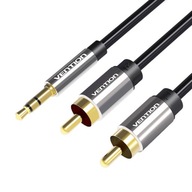 Audio kábel 3,5mm samec na 2x RCA samec 3m čierny Audio kábel 3,5mm samec na 2x RCA samec 3m čierny
