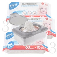 AKUKU 3x Vlhčené obrúsky navlhčené vodou + krabička AKUKU 3x Vlhčené obrúsky navlhčené vodou + krabička
