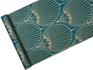 TYRKYSOVÁ art-deco tapeta, zlaté palmové listy TYRKYSOVÁ art-deco tapeta, zlaté palmové listy