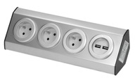 KUCHYNSKÝ NÁBYTOK ZÁSUVKA S USB 3x2P+Z 2xUSB INOX