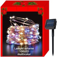 Svetlá na vianočný stromček Viacfarebný LED pásik 100 LED Solárny vonkajší 10m