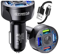VÝKONNÁ RÝCHLA NABÍJAČKA DO AUTO 4x USB PD QC 3.0 PRE TELEFÓN + KÁBEL VÝKONNÁ RÝCHLA NABÍJAČKA DO AUTO 4x USB PD QC 3.0 PRE TELEFÓN + KÁBEL