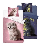 Fluorescenčné obliečky 140x200 Pink Cat Kitten Bavlna Svietiace v tme