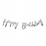 Girlanda Happy Birthday 150cm - strieborná