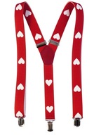 Červené traky s bielymi srdiečkami UNISEX X14 Červené traky s bielymi srdiečkami UNISEX X14