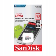 SANDISK 64 GB micro SD XC Class 10 ULTRA 80 MB UHS1