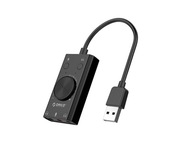 USB zvuková karta, 3 porty, ovládanie hlasitosti