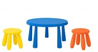 Stôl IKEA MAMMUT Blue + 2 detské taburetky Stôl IKEA MAMMUT Blue + 2 detské taburetky