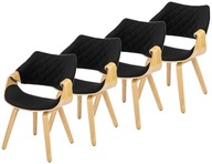 Sada 4x Loft LUISE obývacia stolička Black Velour Sada 4x Loft LUISE obývacia stolička Black Velour