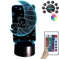 NOČNÁ LAMPA MESIAC MEDVEĎ 3D LED FARBY USB DIAĽK NOČNÁ LAMPA MESIAC MEDVEĎ 3D LED FARBY USB DIAĽK