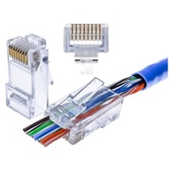 RJ45 8P8C kat5e priechodná zástrčka, 100 ks RJ45 8P8C kat5e priechodná zástrčka, 100 ks