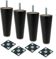Nohy Drevené nožičky, čierne, 10 cm + plechová sada Nohy Drevené nožičky, čierne, 10 cm + plechová sada