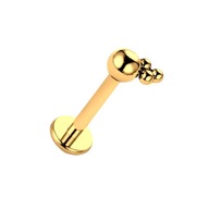 PIERCING Zlaté labretové náušnice s guličkami LOBE Helix Tragus TYTAN 1,2/6 PIERCING Zlaté labretové náušnice s guličkami LOBE Helix Tragus TYTAN 1,2/6