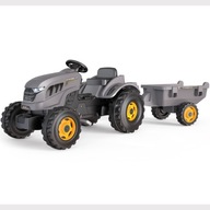 SMOBY sivý XXL traktor s pedálmi a prívesom