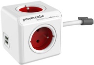 PowerCube Predlžovací červený kábel 1,5m 4 zásuvky