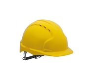 Žltá ochranná prilba, stavebný robotník, drevorubač, elektrikár