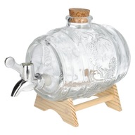Sklenený sud s kohútikom na alkohol, 1L stojan Sklenený sud s kohútikom na alkohol, 1L stojan