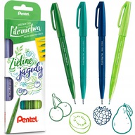 Pentel Brush Sign Pen zelená sada