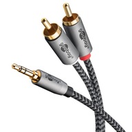 Jack audio kábel - 2x RCA Goobay Plus 3m Cinch pre notebook a audio systém Jack audio kábel - 2x RCA Goobay Plus 3m Cinch pre notebook a audio systém