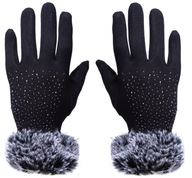 DÁMSKE ZIMNÉ RUKAVICE ČIERNE DOTYKOVÉ TEPLÉ KLASICKÉ MÓDNE ELEGANTNÉ DÁMSKE ZIMNÉ RUKAVICE ČIERNE DOTYKOVÉ TEPLÉ KLASICKÉ MÓDNE ELEGANTNÉ