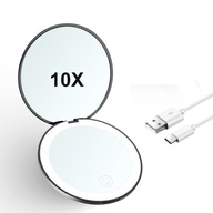 Kompaktné kozmetické zrkadlo s LED osvetlením s 10x zväčšovaním Kompaktné kozmetické zrkadlo s LED osvetlením s 10x zväčšovaním
