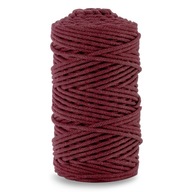 Macrame bavlnená šnúrka 3mm 100m, PLANÁ S bordovým jadrom Macrame bavlnená šnúrka 3mm 100m, PLANÁ S bordovým jadrom