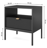 NOVA nočný stolík 54 cm so zásuvkou čierny
