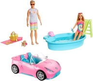 Barbie GJB71 Bábika Barbie s Ken Convertible a bazénom