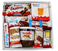 Darčekový kôš Kinder Nutella sada na vianočný darček mikulášsky balíček Darčekový kôš Kinder Nutella sada na vianočný darček mikulášsky balíček